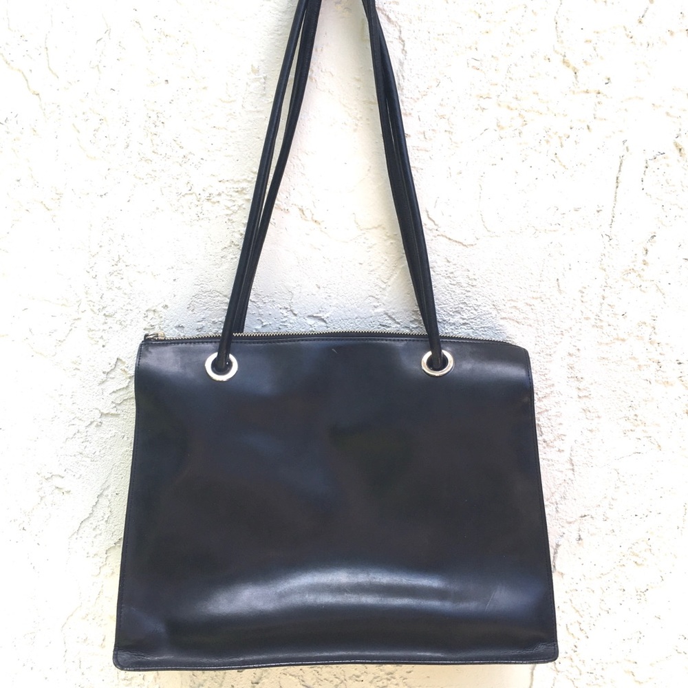 Franklin Covey leather tote purse laptop bag black